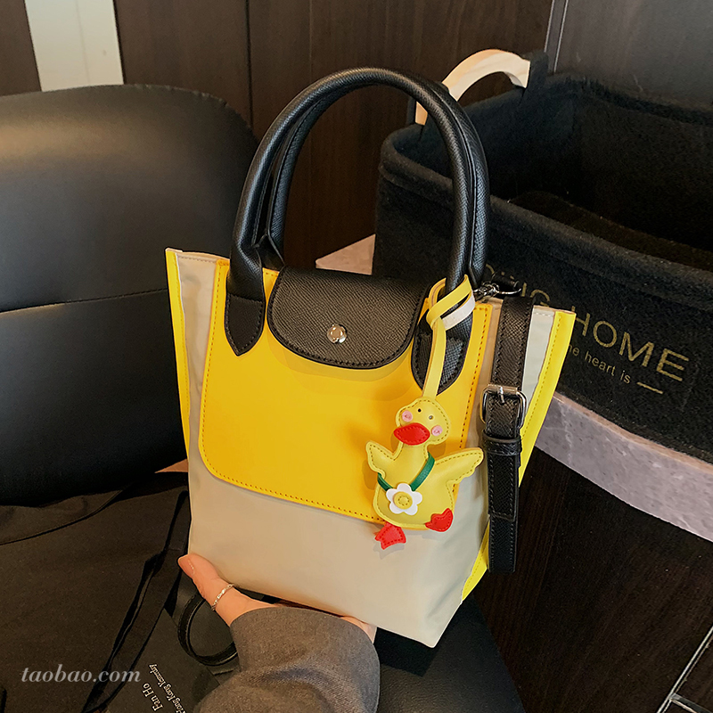 新款高品质拼色托特包单肩斜挎包