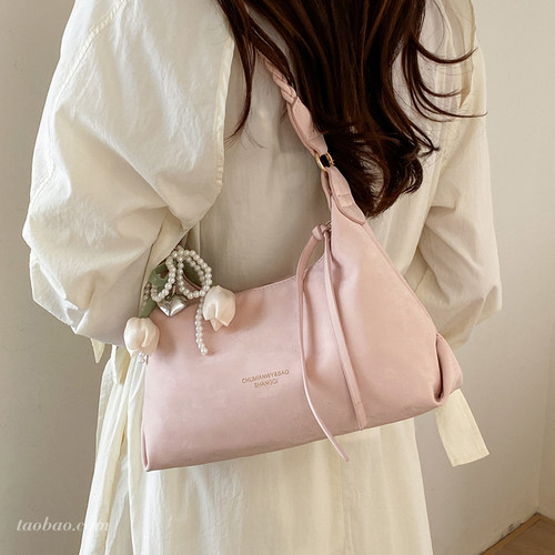 复古托特大容量腋下斜挎包