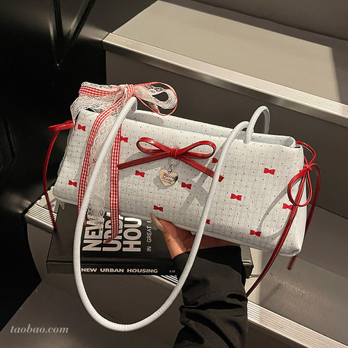 杺薇甜酷辣妹风新款法棍腋下包