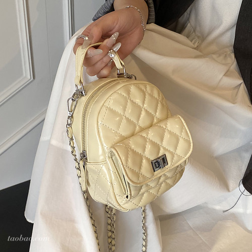 杺薇菱格链条迷你女双肩包