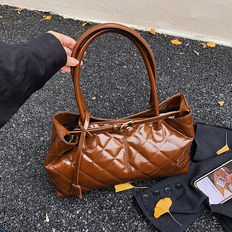 高级感通勤托特包菱格单肩腋下包