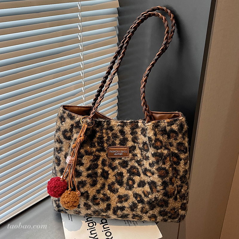 复古豹纹大容量托特包