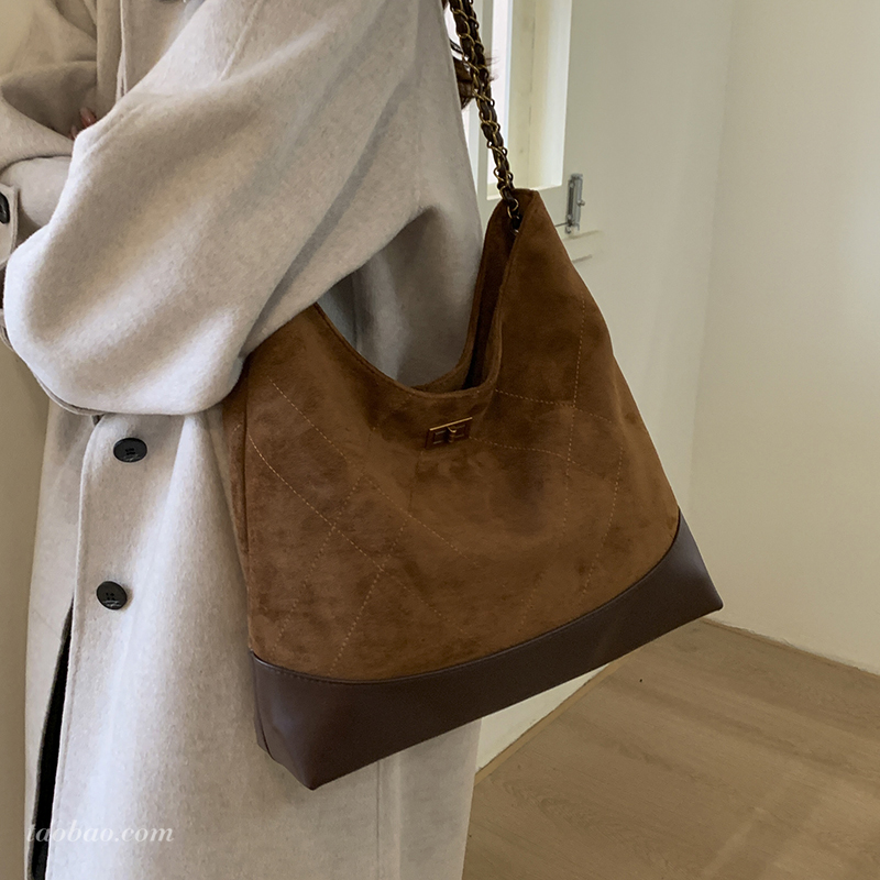 简约高级感麂皮绒托特包