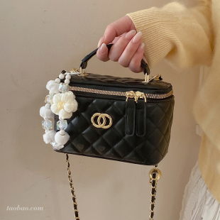 手提盒子小方包 百搭链条斜挎包春夏季 菱格绣线包包女2026新款 时尚