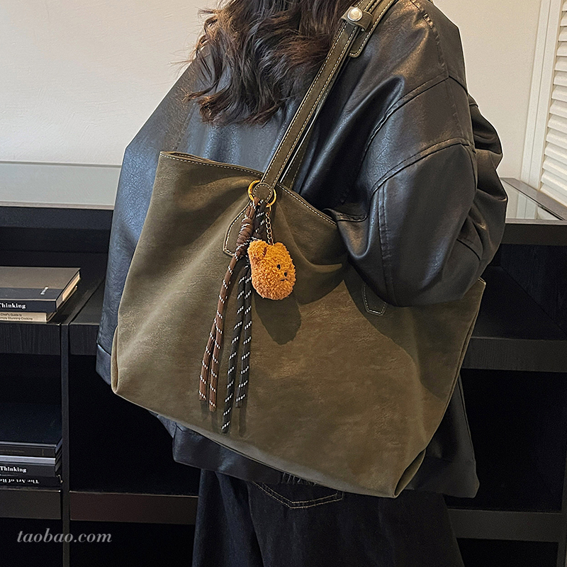 麂皮绒大容量通勤女托特包