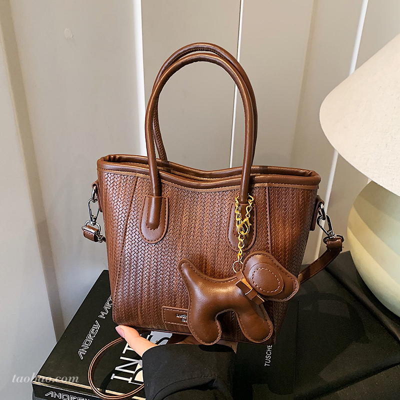 复古编织水桶包女2025春秋季新款