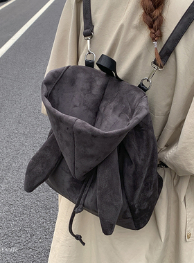 休闲大容量麂皮绒包包女2025新款通勤百搭双肩包秋冬季复古后背包