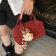 百搭斜挎包红色女士手提保龄球包 时尚 今年流行爆款 小包包2026新款