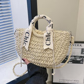 独特小众草编包包女2026新款 海边度假沙滩包编织手提菜篮子包 夏季