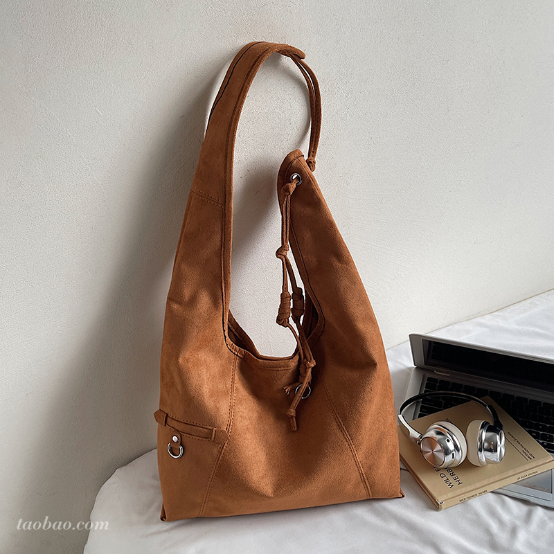 2025年新款韩系复古磨砂绒面托特