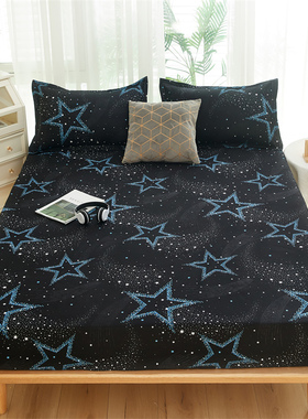 床笠单件全棉纯棉蓝色1.0m儿童防滑床罩床套防尘套全包床单三件套