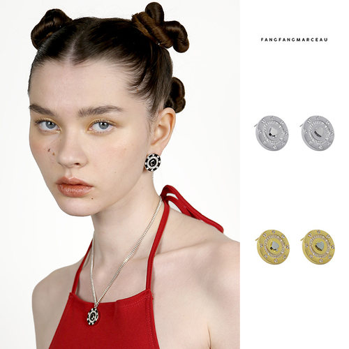 原创小众高级感男女镀金镶钻耳饰