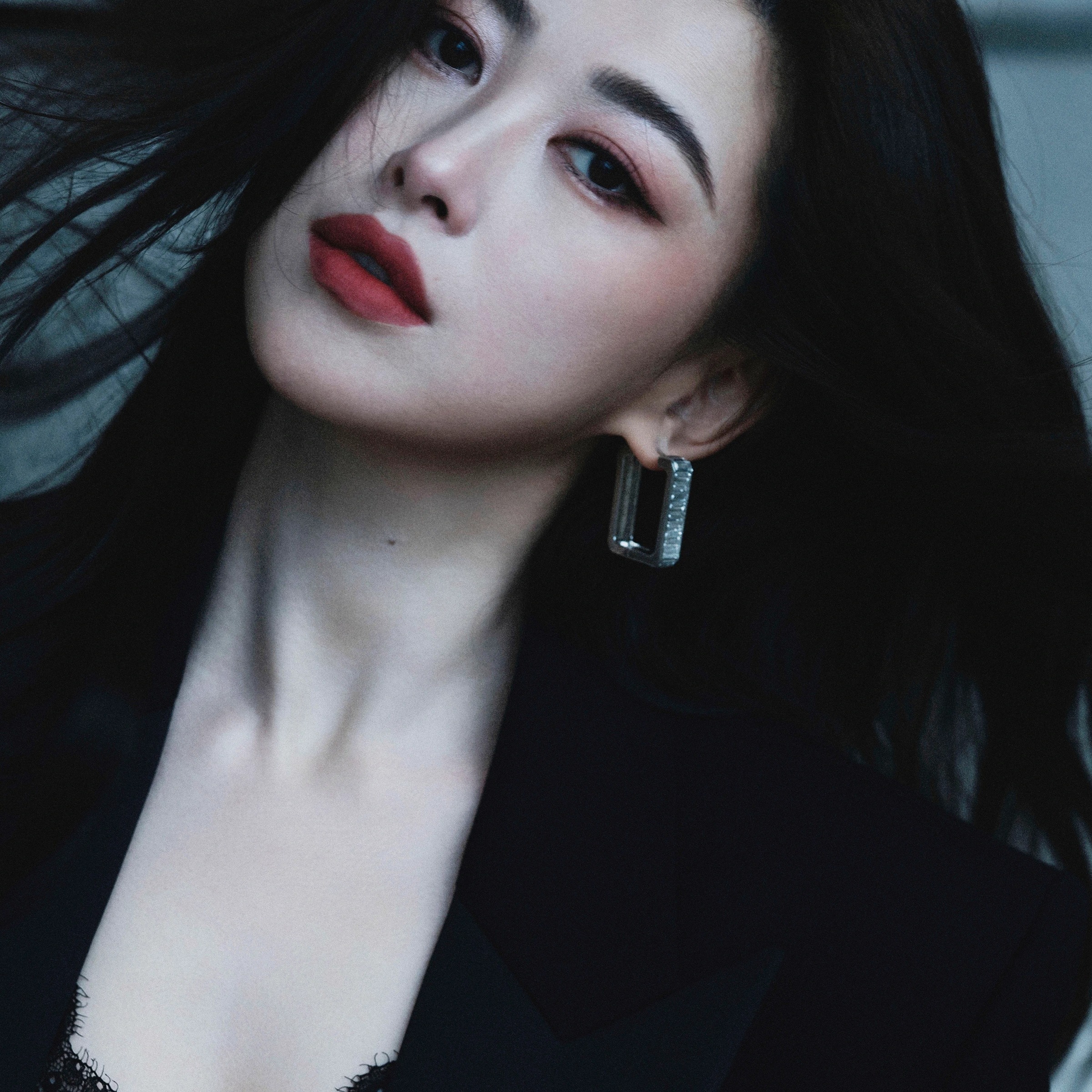 朱珠同款方框排钻耳环