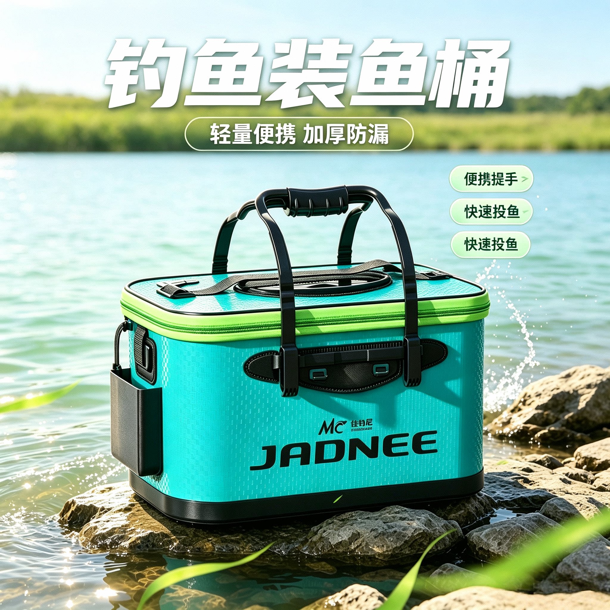活鱼桶加厚装鱼箱一体可折叠带增氧泵鱼护桶硬壳野钓专用钓鱼水桶