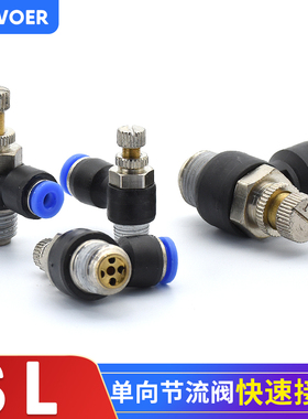1个气动快插接头8-02单向排气调速开关控制限制节流阀JSC SL4-M5