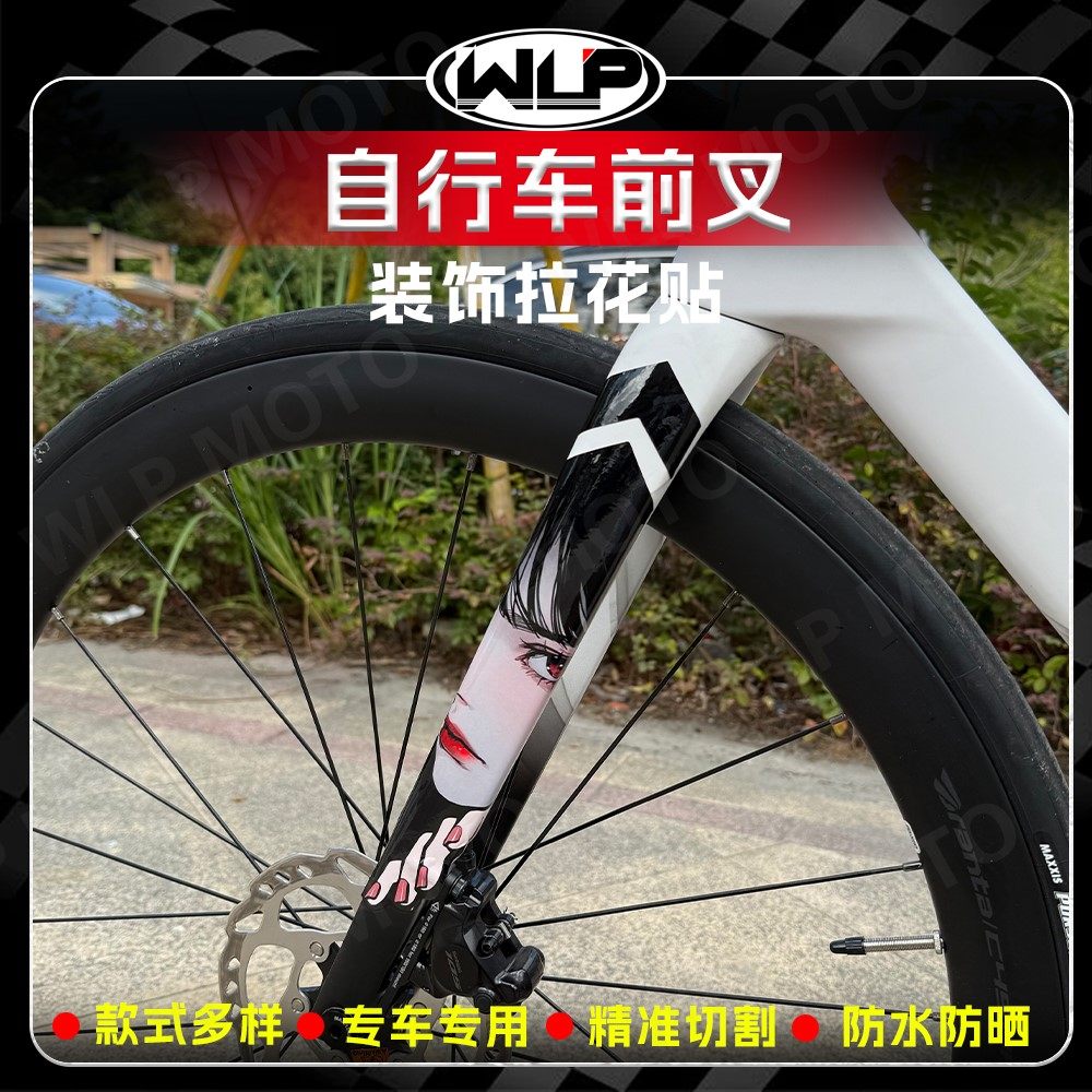 自行车前叉装饰拉花贴纸公路车山地车身改色动漫贴花贴画改装配件