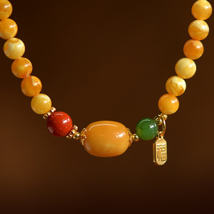 正宗蜜蜡手串女男老花蜡东海水晶玛瑙翡翠玉石散珠子吊坠碧玉南红