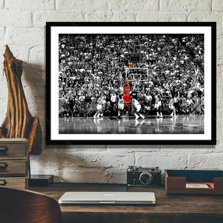 michael jordan 乔丹98年最后一投 体育篮球明星海报装饰酒吧挂画