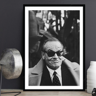 Jack Nicholson尼科尔森欧美明星海报装饰画黑白照片复古怀旧挂画