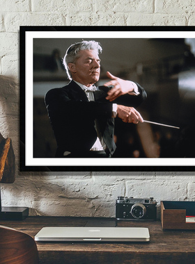 Karajan 卡拉扬 古典音乐家指挥家钢琴家教室琴行房挂画装饰墙画