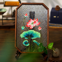 掐丝珐琅diy手工材料景泰蓝荷花茶盘摆件中国非遗珐琅画掐丝礼物