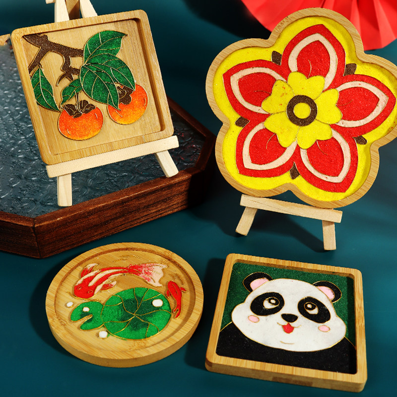 非遗掐丝珐琅杯垫diy手工材料景泰蓝千里江山圆形杯垫小学生活动,特色手工艺,景泰蓝,淘宝优惠券,粉丝福利购,淘宝优惠卷