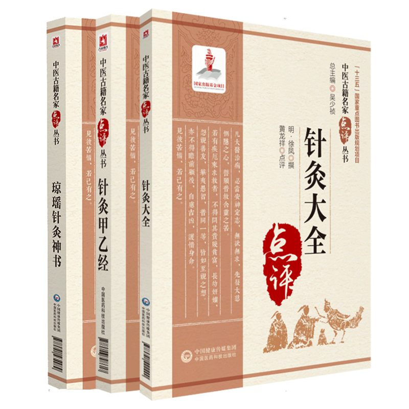 中医古籍名家点评丛书3册 琼瑶针灸神书+针灸大全+针灸甲乙经 3本套装 孙思邈先生针十三鬼穴歌 中国医药科技出版社 中医针灸学