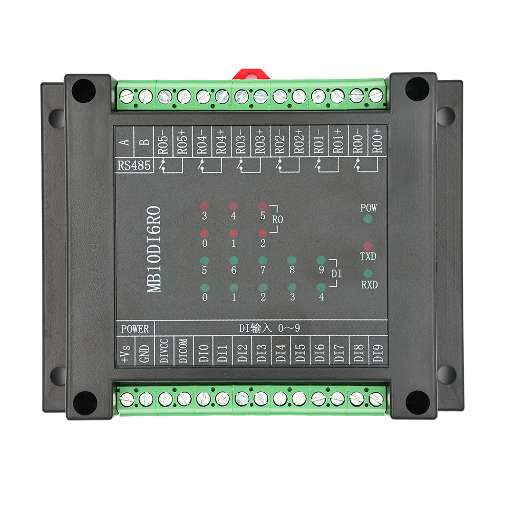 开关量输入输出10路开入6路继电器输出模块 RS485 MODBUS-RTU通讯