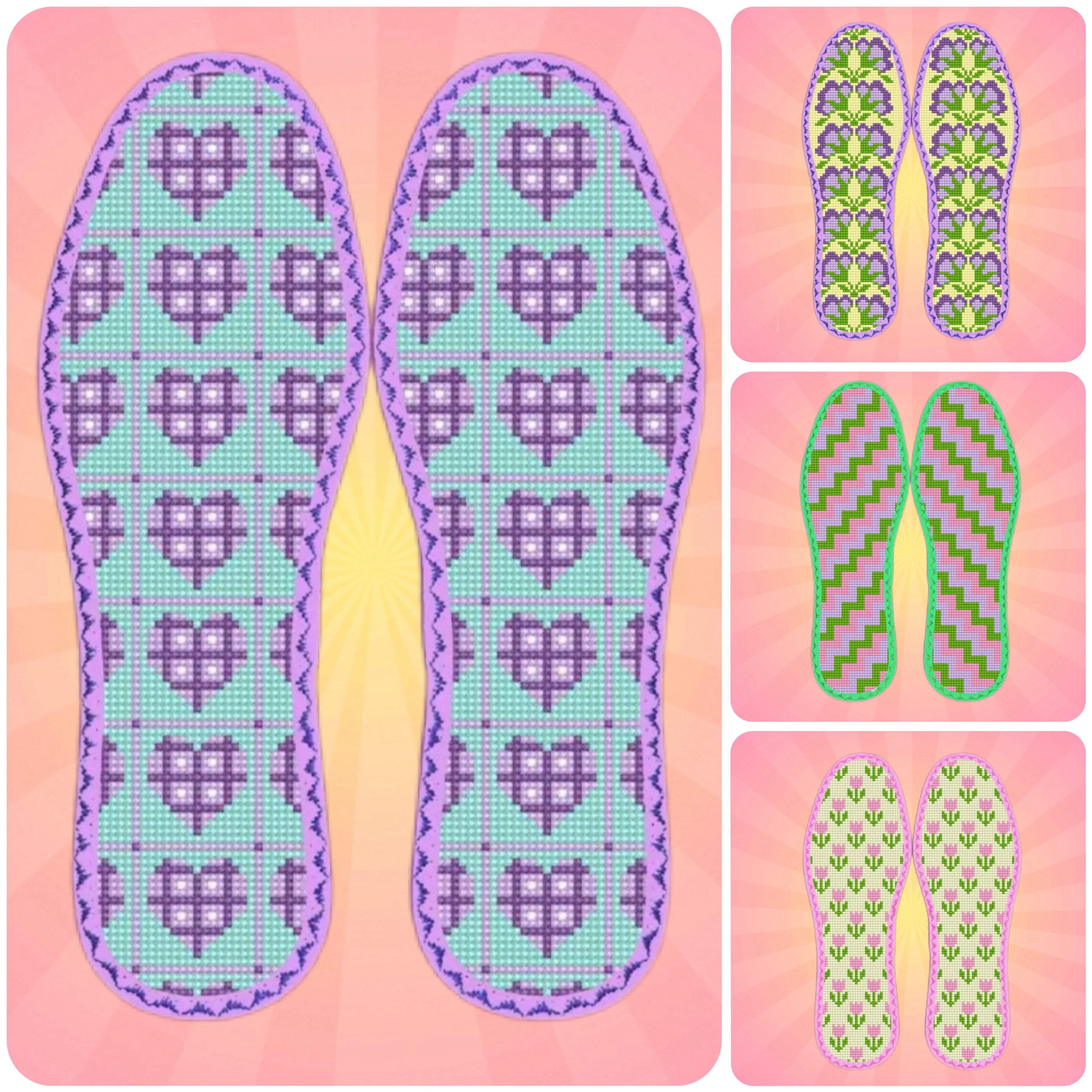 买二送一七层纯棉布十字绣鞋垫