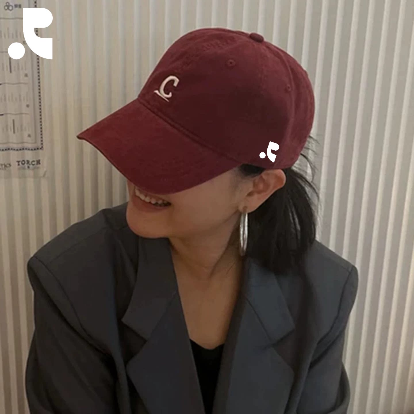 RR正品港风刺绣鸭舌帽女大头围
