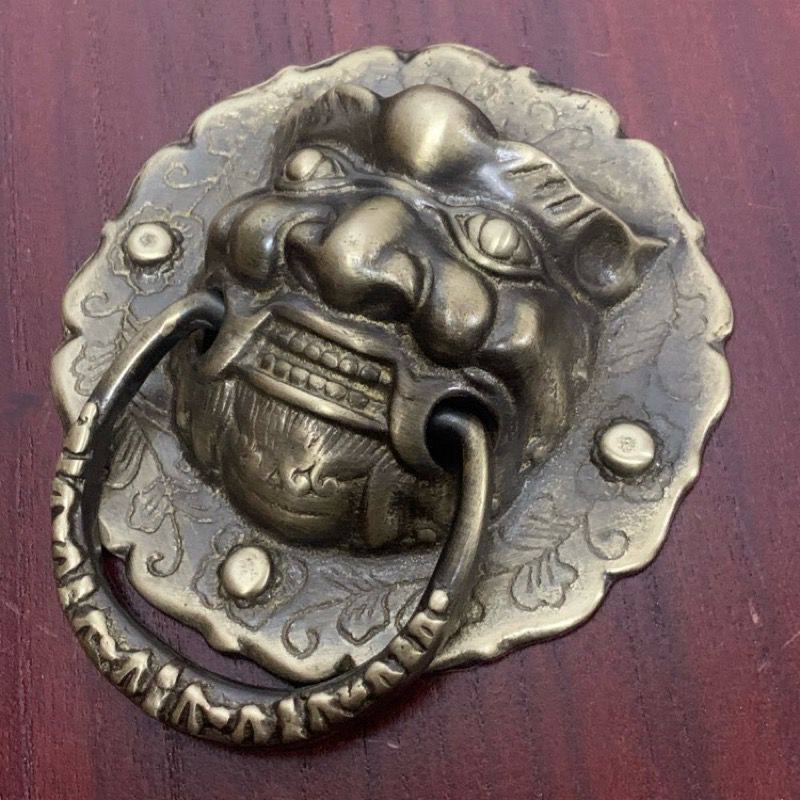 昊天斋中式大门拉手复古老式四合院门把手黄铜兽头门环仿古铜配件