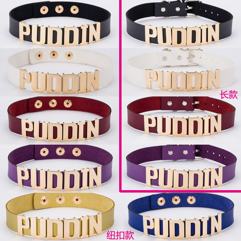 欧美自杀小队哈莉奎茵小丑女短款颈带锁骨链软妹清新项圈puddin潮