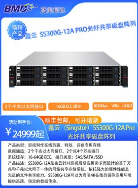 鑫云（Singstor）SS300G-12A Pro光纤共享磁盘阵列 视音频制作多机高速网络存储升级至4个万兆口（不含硬盘）