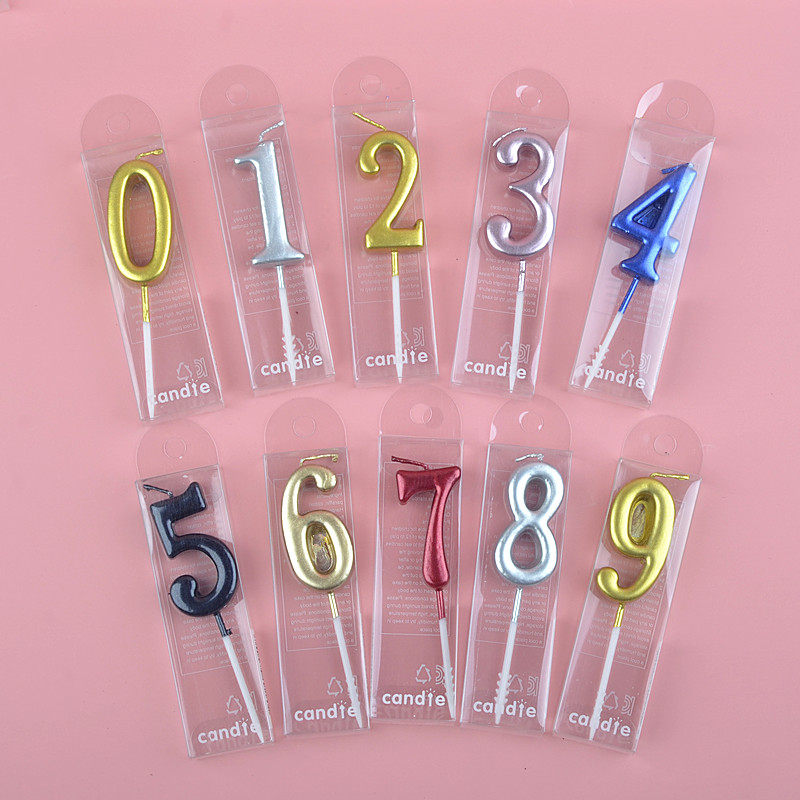 包邮镀金数字蜡烛金色0到9数字祝寿许愿表白组合爱情密码蛋糕装饰