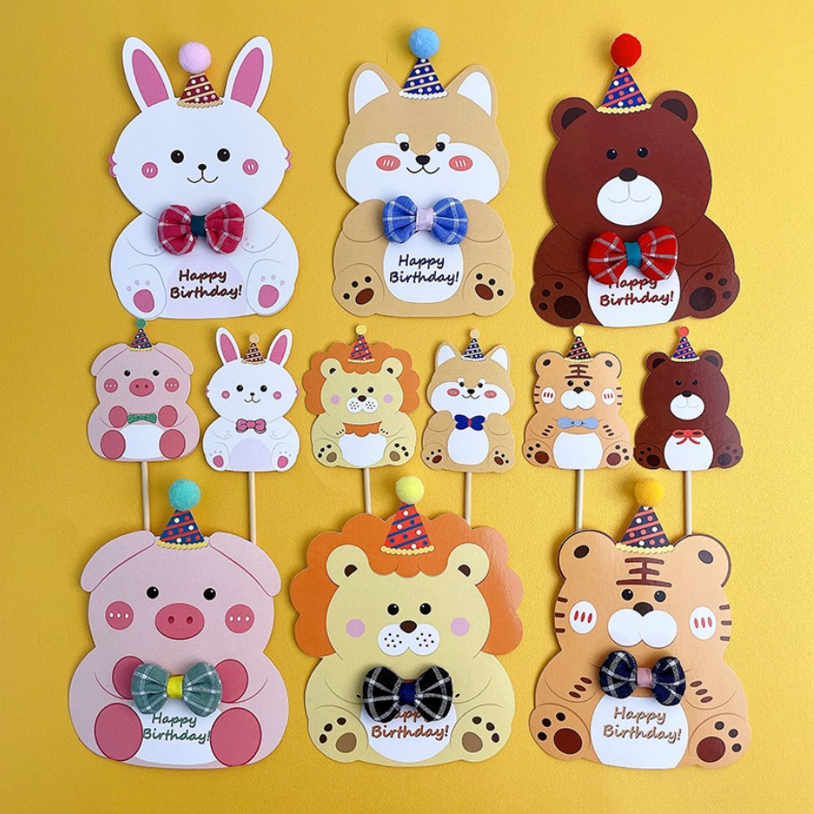 烘培复古可写字动物领结蛋糕装饰