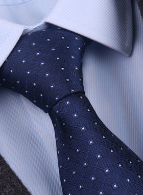 手打领带男拉链式职业正装8cm商务新郎结婚蓝色婚礼免打结易拉得