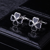 扣袖 口扣 扣男士 正装 男士 钉 袖 衬衫 法式 黑色四叶袖 猎尚