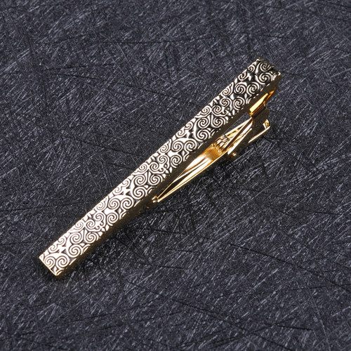 金色吉祥花纹领带夹商务高品质别针扣针 简约领带夹子定制礼盒装