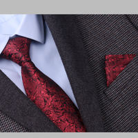 Wine red rose, mulberry silk, real silk tie, men's formal wear, business groom, wedding, professional wine red zipper tie thumbnail 2