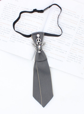 学院灰色韩版小领带男女学生免打衬衫职业装领带女日系JK潮领花