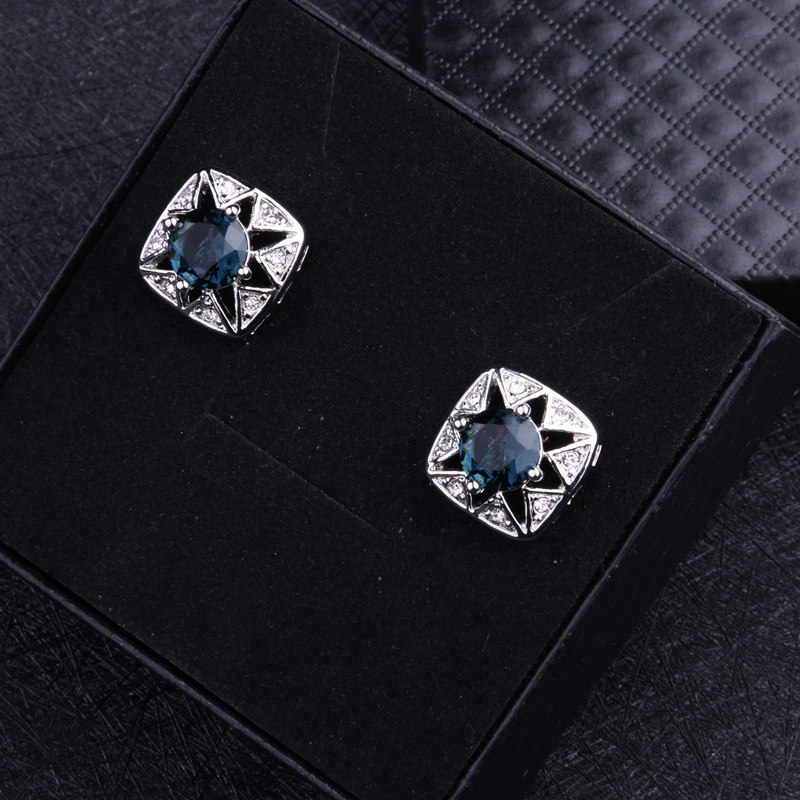 镂空镶嵌水晶墨蓝宝石袖扣法式衬衣扣钉 定制男商务休闲轻奢礼物