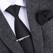 口袋巾套装 黑色男士 领带商务正装 新郎结婚婚庆用品