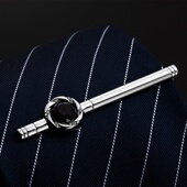 银色领带夹男士 商务正装 轻奢星空石简约领夹