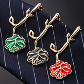 玫瑰花男士 领带夹商务正装 高档轻奢金属别针夹子固定扣