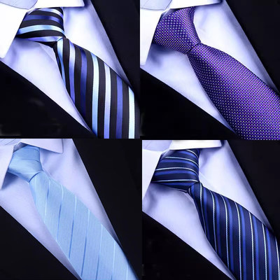 男士商务蓝色条纹手打领带
