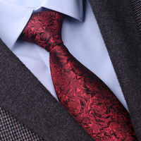 Wine red rose, mulberry silk, real silk tie, men's formal wear, business groom, wedding, professional wine red zipper tie thumbnail 4