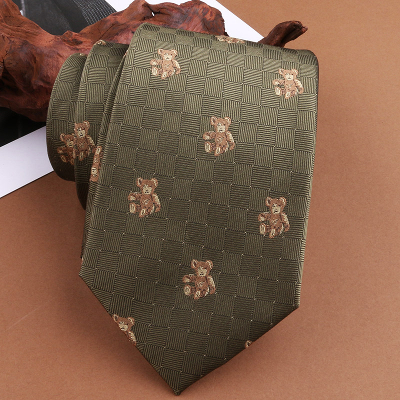 桑蚕丝复古小熊印花真丝领带男士商务正装手打款深绿色8cm配饰,服饰配件/皮带/帽子/围巾,领带,淘宝优惠券,粉丝福利购,淘宝优惠卷