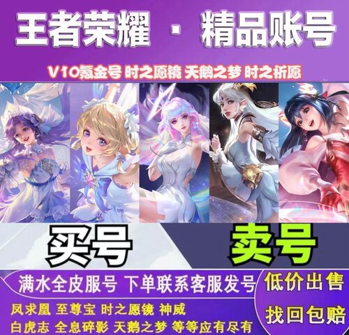 王者荣耀账号出售永久成品号代售卖回高价收购国标V10贵族皮肤号
