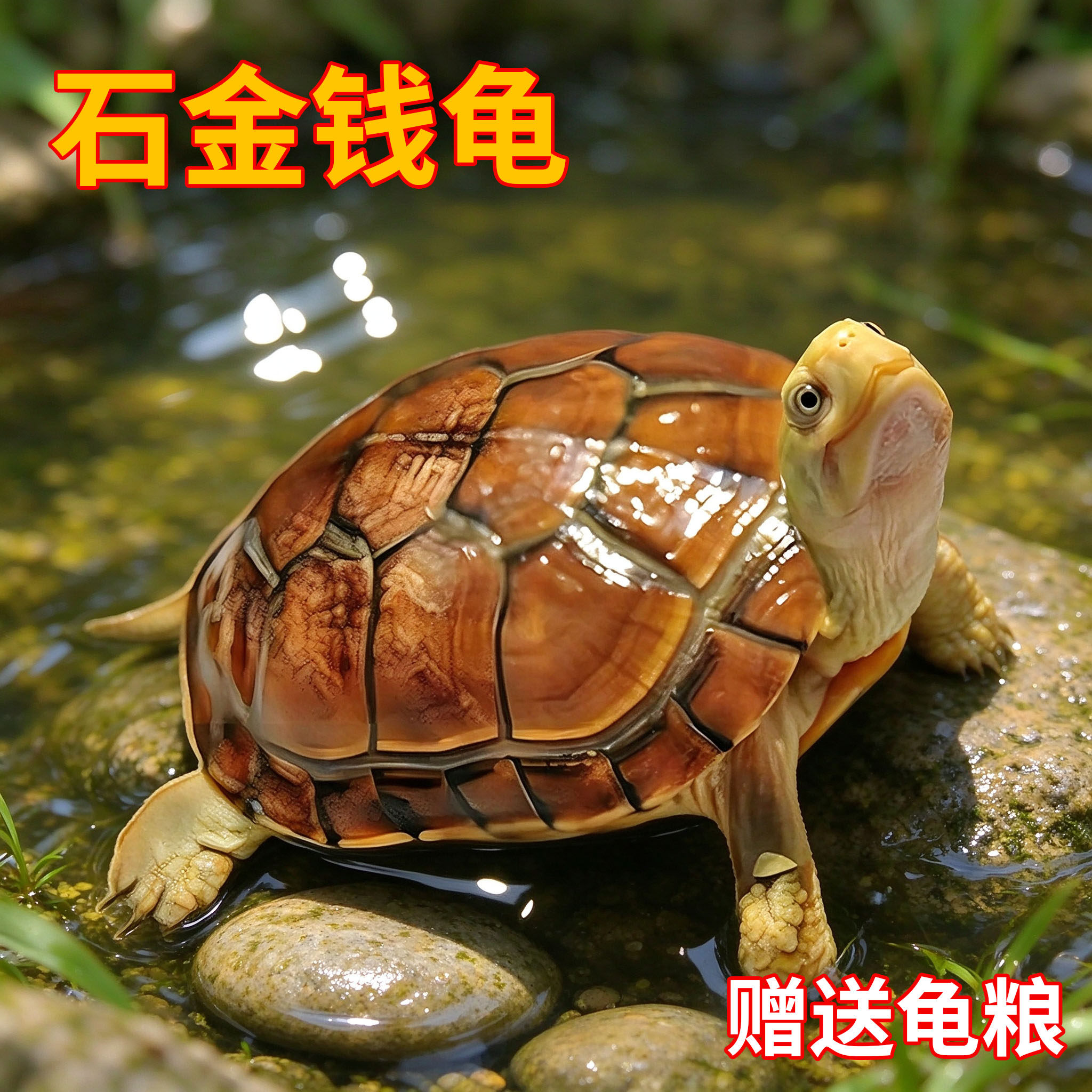 纯正石金钱龟宠物观赏龟小乌龟活物小青龟苗黄金龟苗海南三