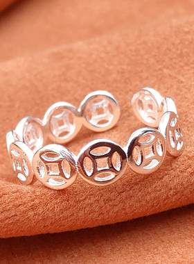 铜钱币开口指环食指ins潮冷淡风